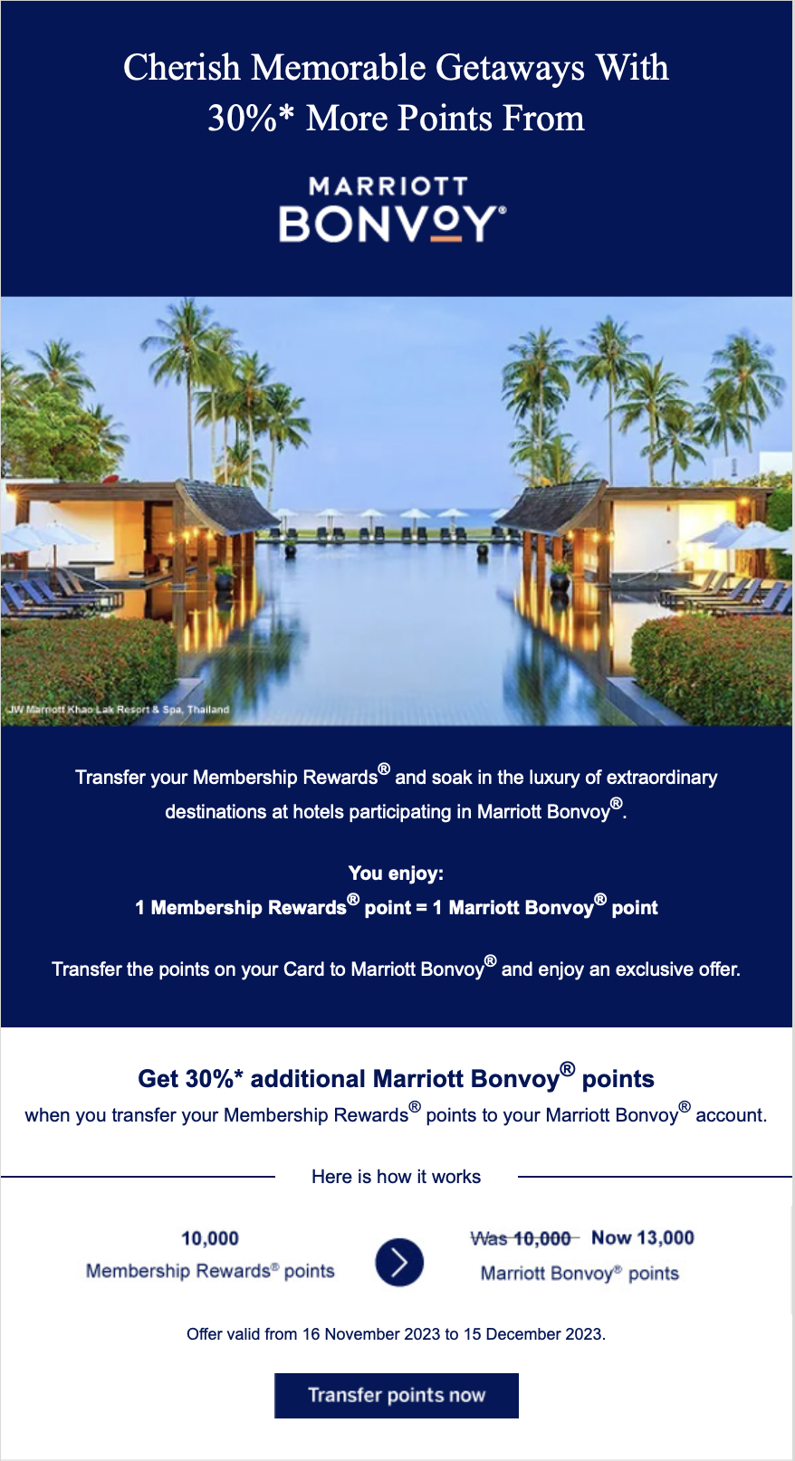 Amex offering 30% Bonus for Marriott Bonvoy Conversion Transfer